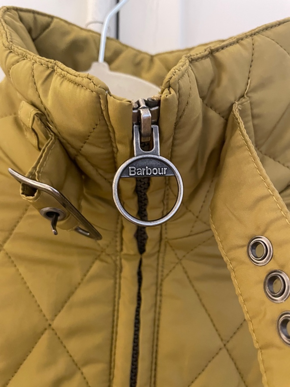 Barbour Quilted Puffer Jacket in Mustard Yellow - Picture 3 of 8